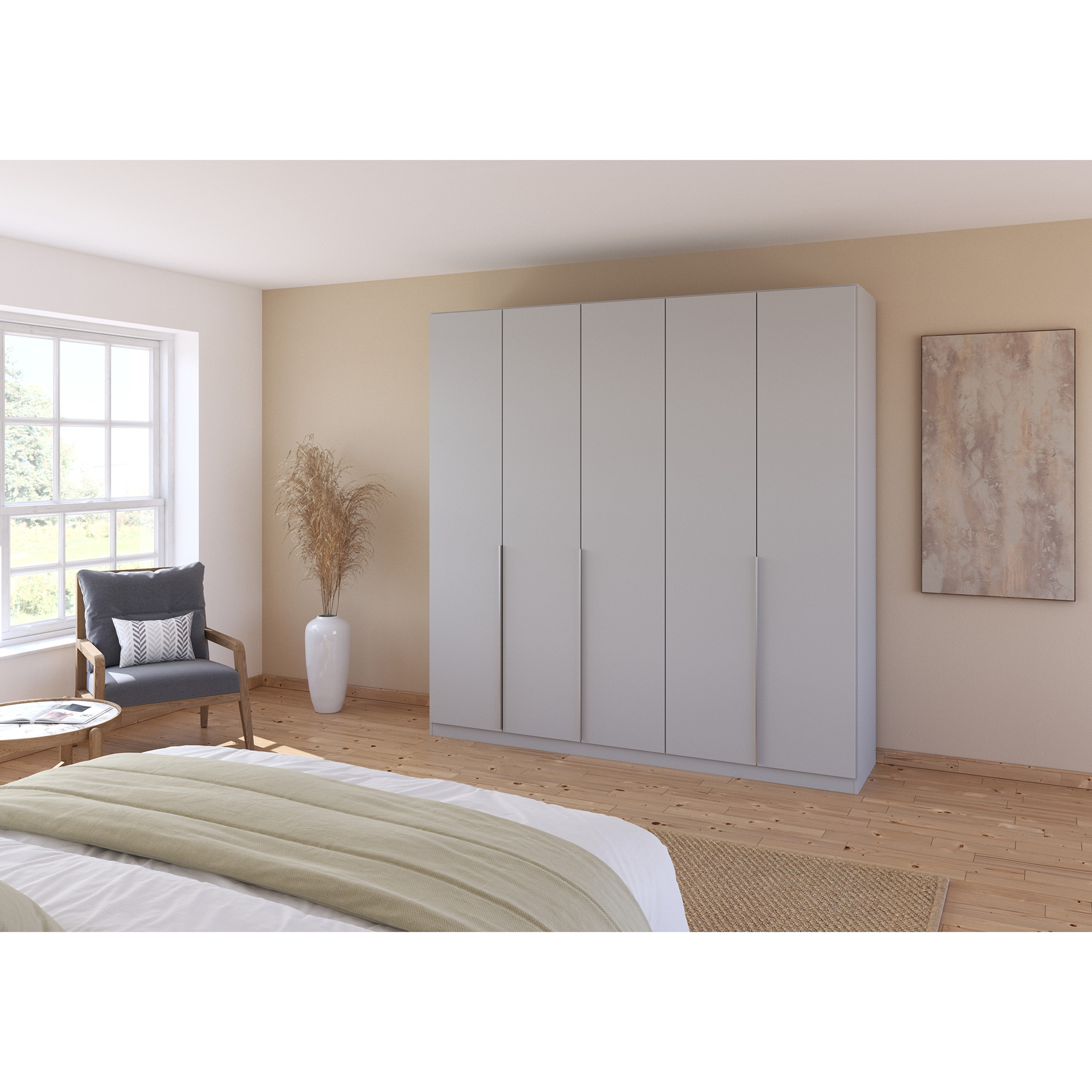 Drehtürenschrank - seidengrau - 5-türig - 226x229 cm