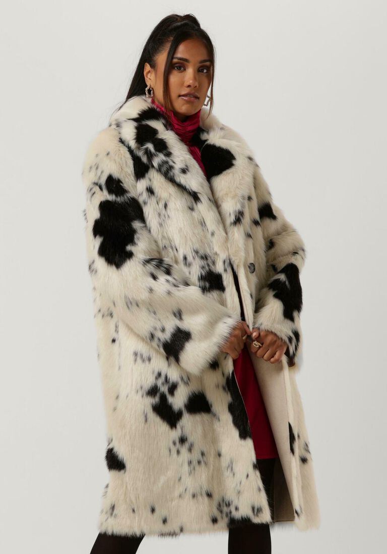 BEAUMONT ecru beaumont faux fur jas reversible faux fur coat