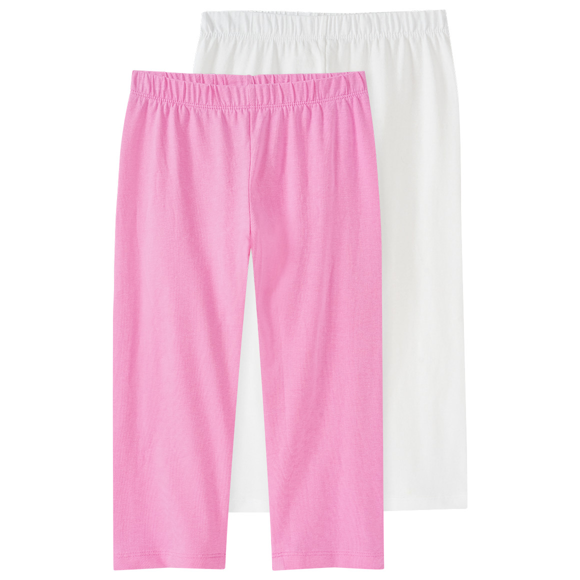 Famy 2 Mädchen Capri-Leggings im Basic-Look rosa / weiss