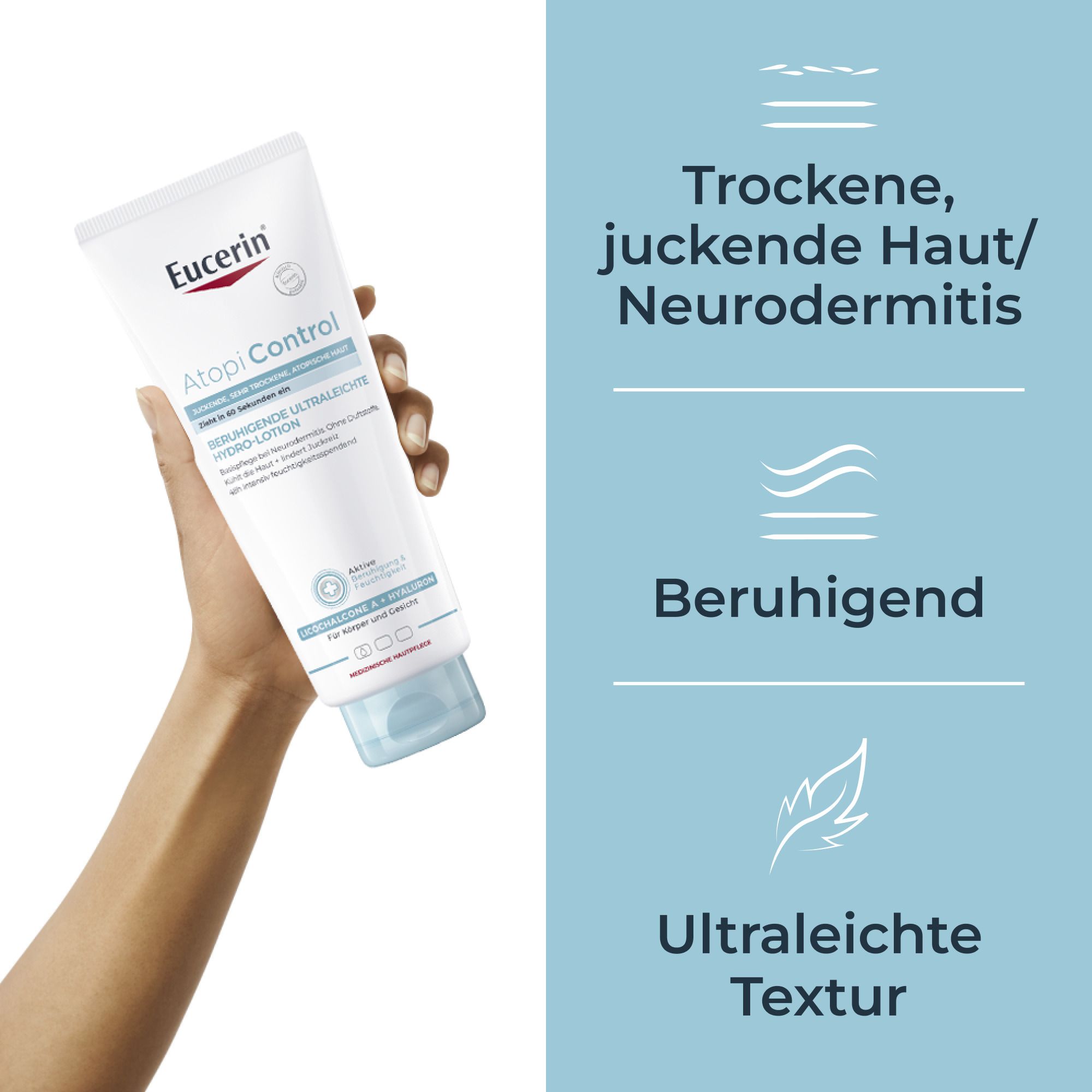 Eucerin® AtopiControl Beruhigende Ultraleichte Hydro-Lotion - Jetzt 3€ sparen mit Code 