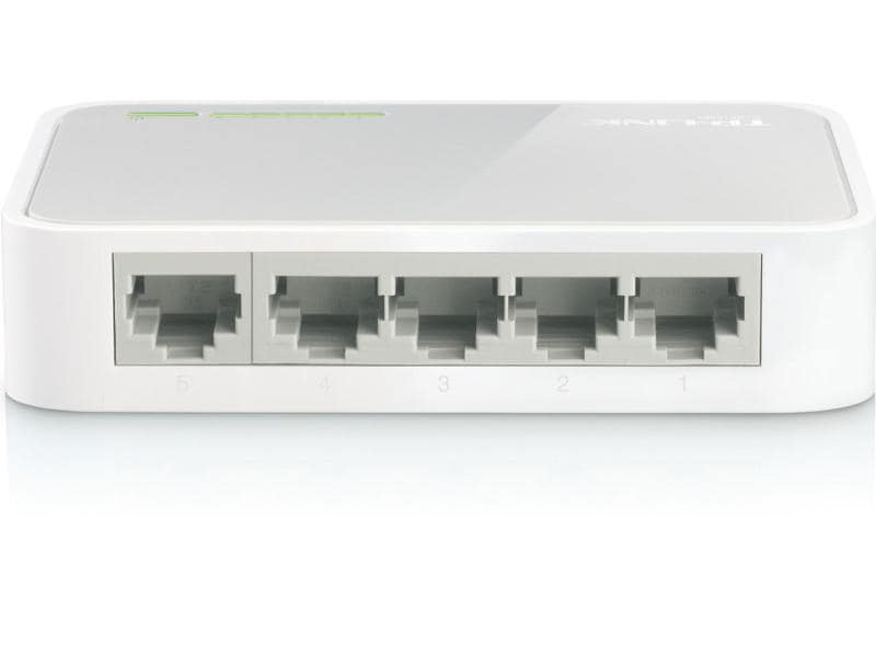TP-Link Switch TL-SF1005D 5 Port Effizienter 5-Port 10/100Mbps Desktop-Switch – Energiesparend, Lüfterlos, Universelle Kompatibilität