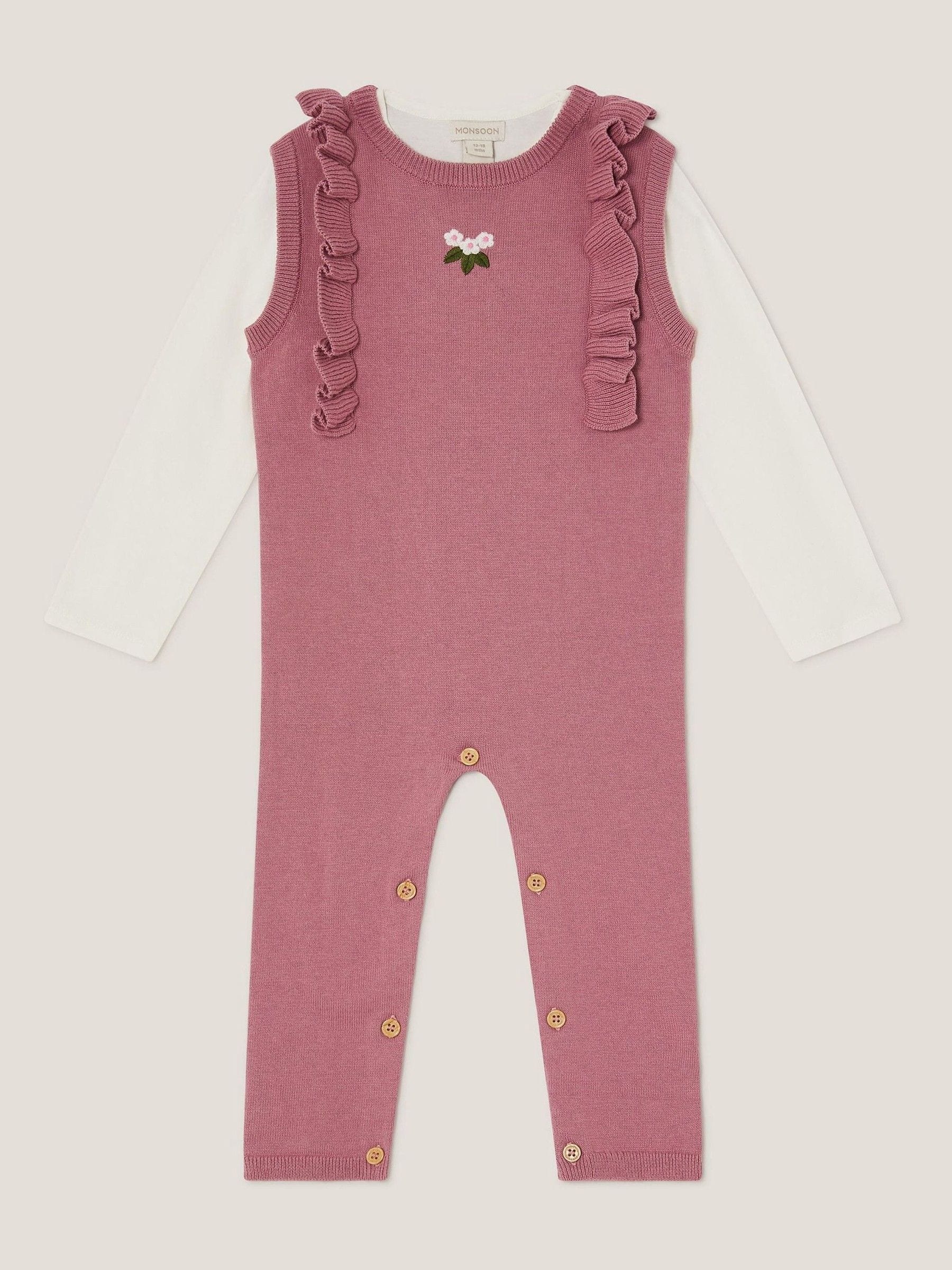 Monsoon Baby Top and Knit Dungarees Set