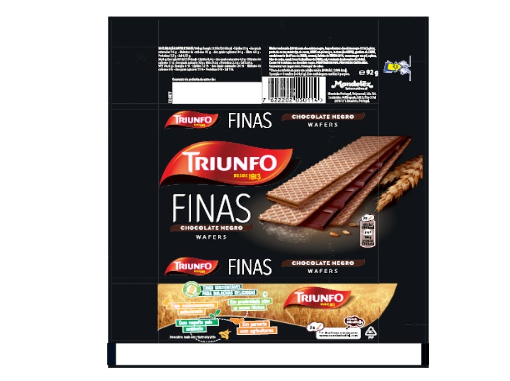 WAFFERS TRIUNFO FINAS CHOCOLATE NEGRO 92 G
