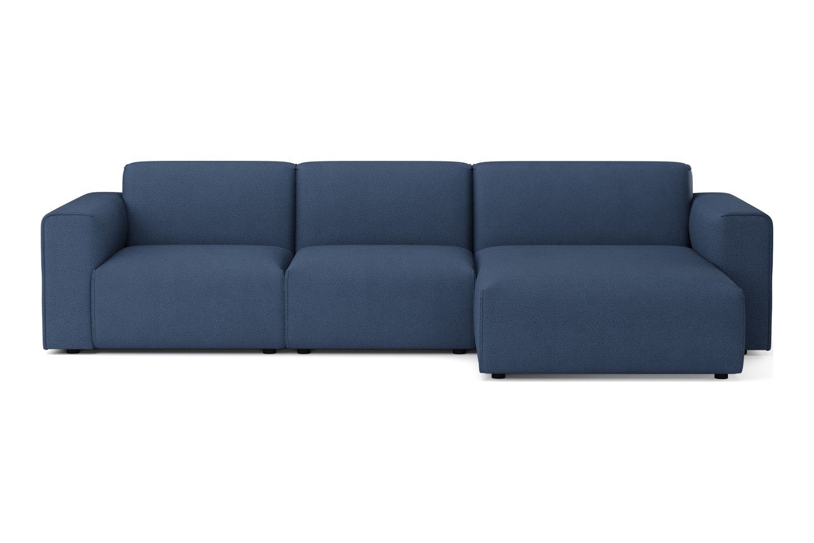 Monaco Lux 2,5-seter med XL sjeselong høyre Tekstil Brego 86 Blue med sorte ben. Lux komfort.