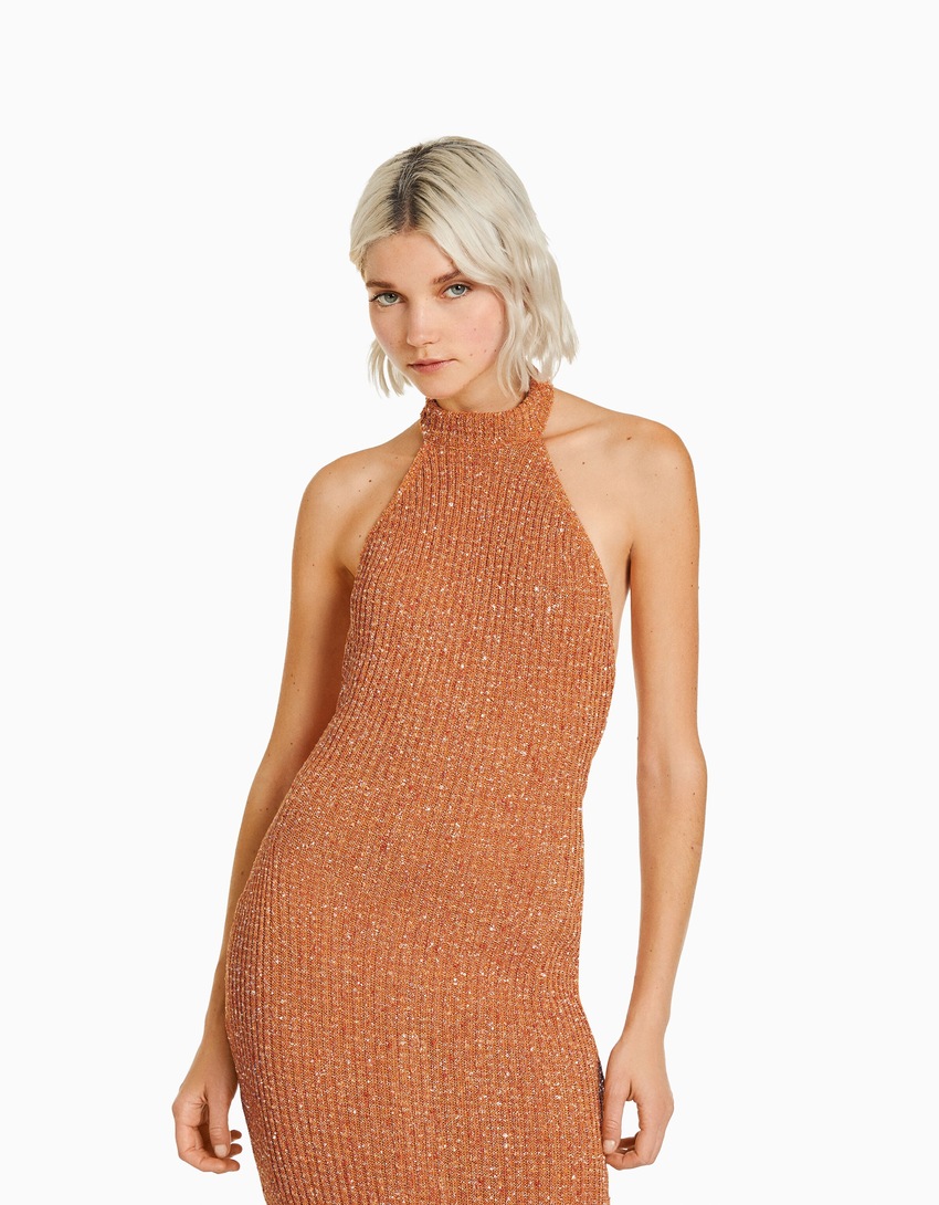 Vestido longo rústico brilhante