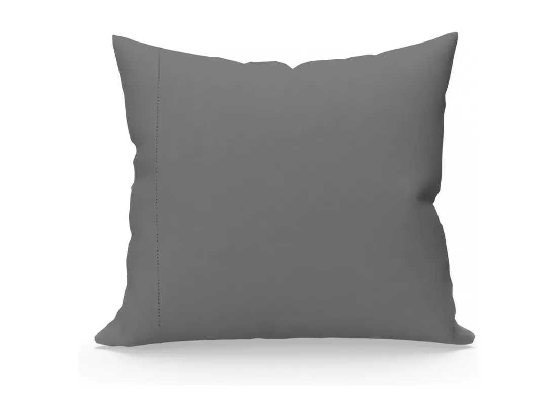 Taie d'oreiller en coton percale 65x65 cm CAMILLE gris, par songe de camille