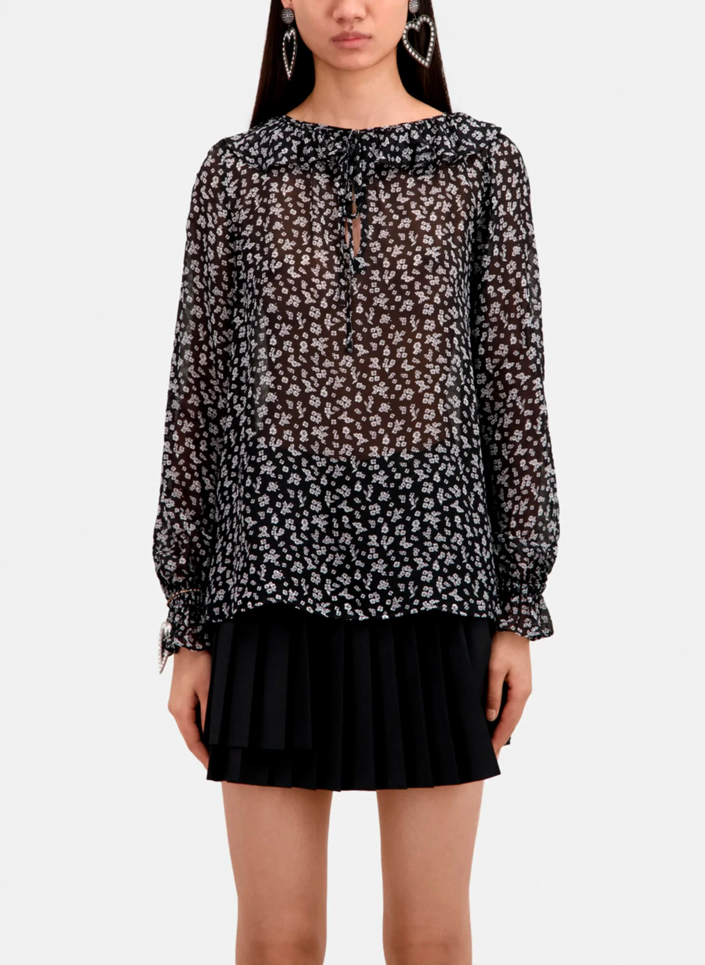 Blouse col tunisien| Noir