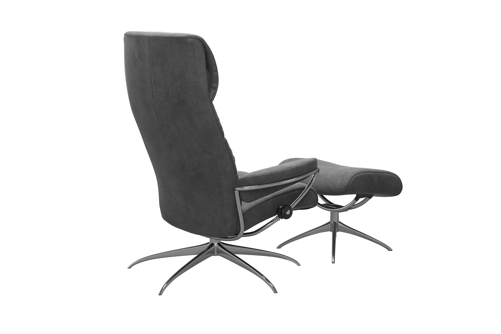 London lenestol m/krakk Tekstil Magnolia Light Grey - Star - Chrome