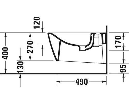 DURAVIT Viu wandbidet, wit, ongecoat, 2292150000