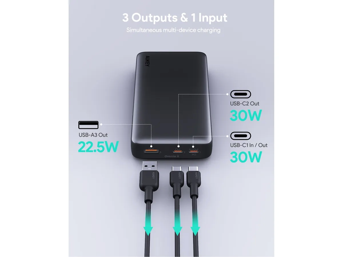 (30W) SprintX 20000mAh USB A / Dual USB C Powerbank Power Delivery Ladegerät mit LED Anzeige (PB-Y42) - Schwarz