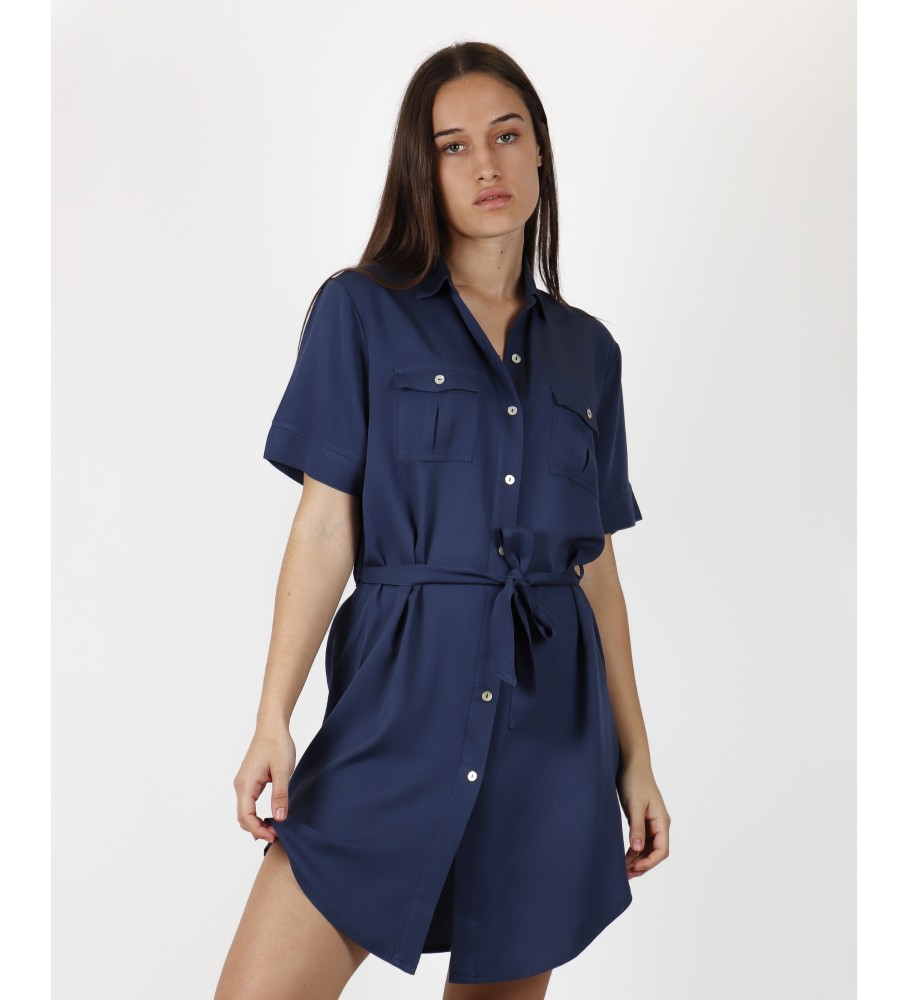 Vestido de manga curta azul marinho Admas Dubarry