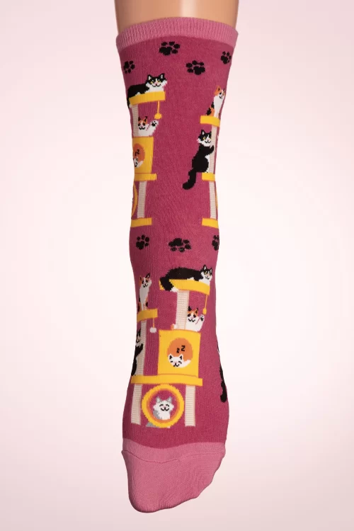 Socksmith Cool Cats Club Sokken in roze