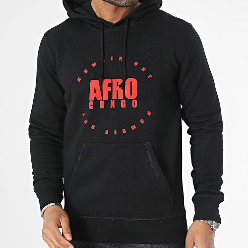 Sweat Capuche Afro Congo Noir Rouge