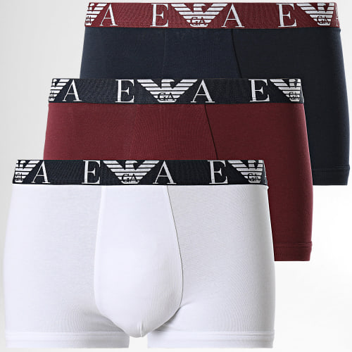 Lot De 3 Boxers 111357 3F515 Bleu Marine Blanc Bordeaux