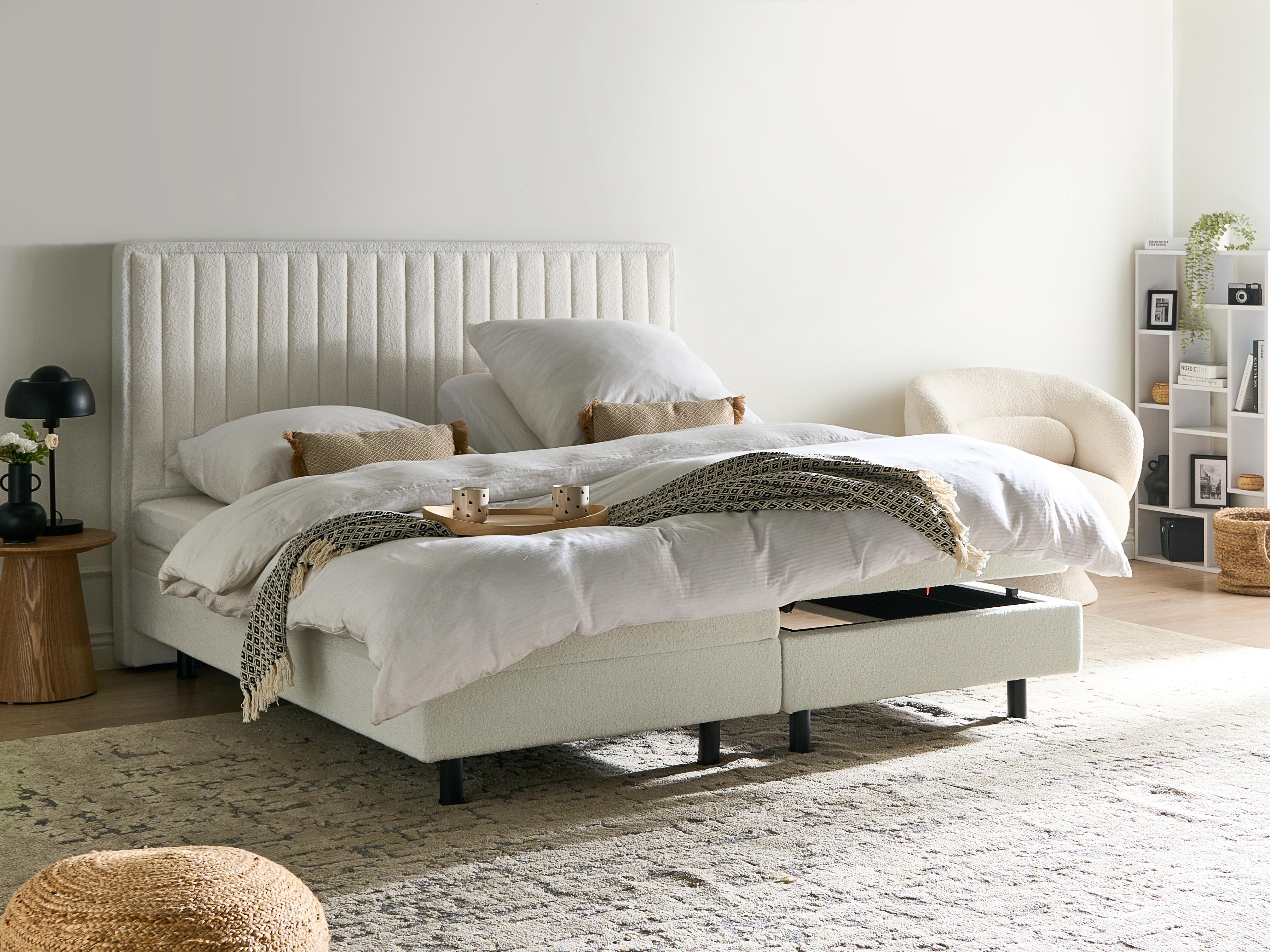Verstelbaar bed Bouclé CASTELLAN 180 x 200 cm Gebroken wit