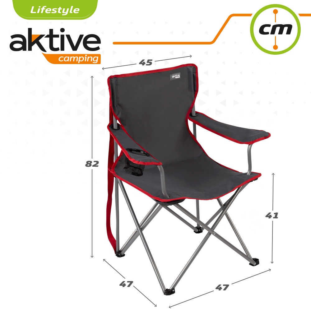 Cadeira de camping dobrável Aktive Camping com porta-copos