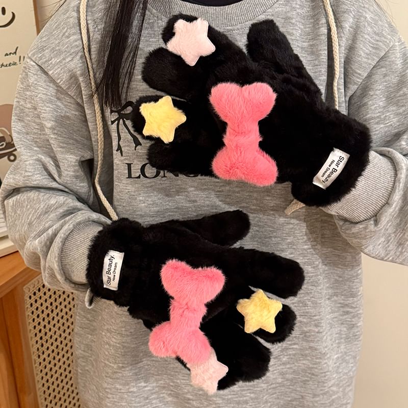 Hekki - Star Bone Chenille Handschoenen / Sjaal / Set