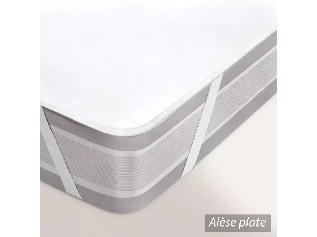 Alèse plate 100x190 cm ACHUA Molleton coton 400 g/m2 matelas 15cm à 23cm