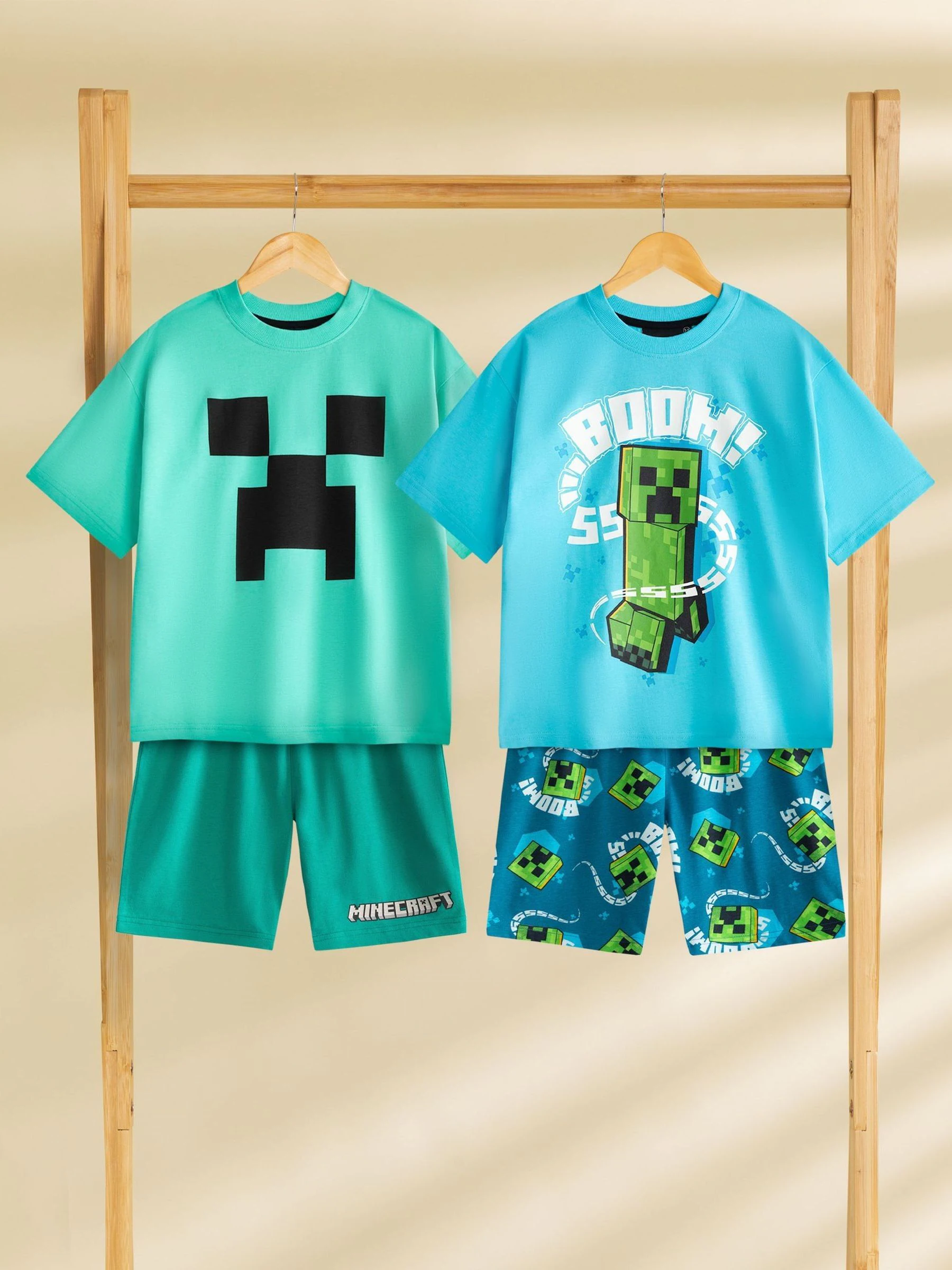 Blauw - Vanilla Underground Boys 100% Cotton Minecraft Short Sleeve Short Leg Pyjamas Set Pack of 2