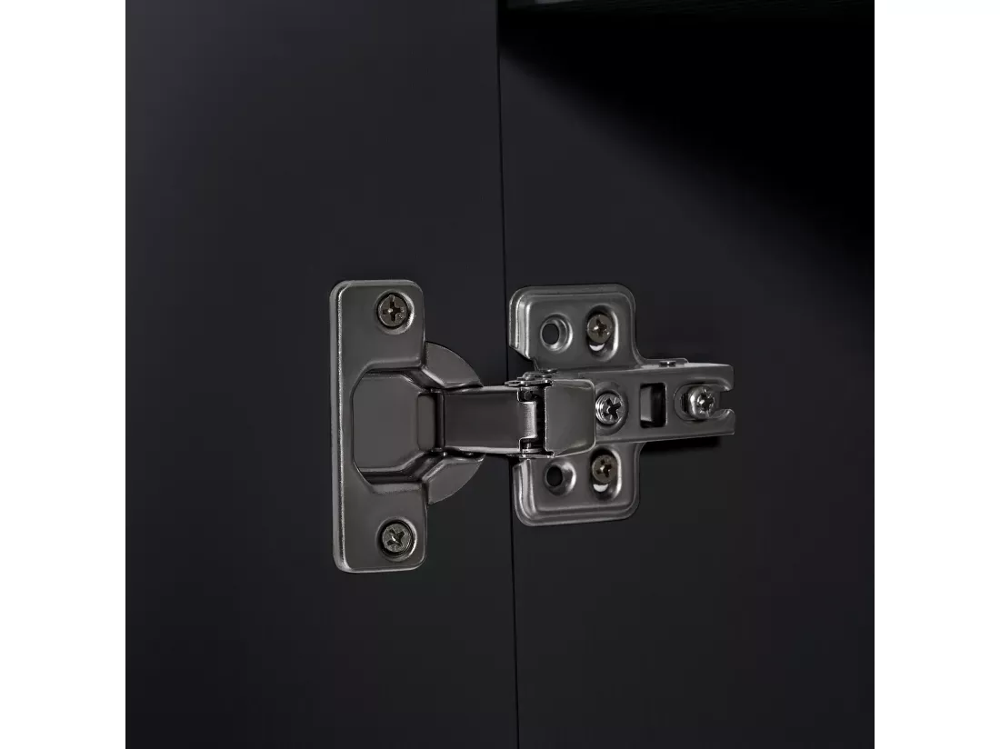 Ilot central de cuisine avec 2 portes et 2 tiroirs - Plateau extensible - Comptoirs en marbre artificiel - 133(202)x59x93.5 cm - 2 à 6 personnes - Noir +Blanc