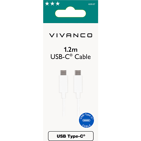 Vivnaco USB-C til USB-C 1,2m kabel - hvid