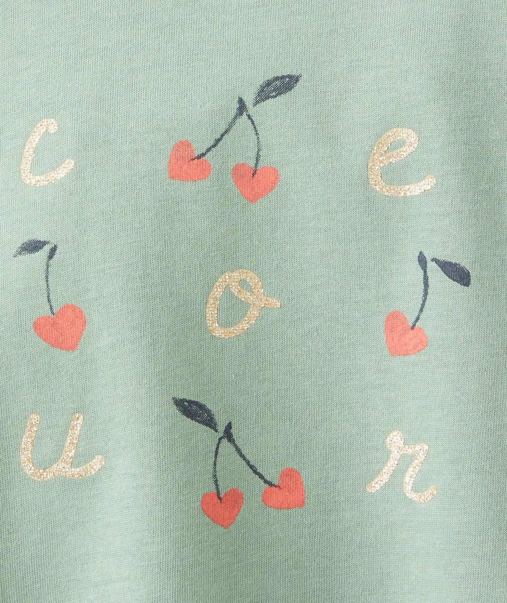T-SHIRT BÉBÉ FILLE EN COTON BIOLOGIQUE VERT AVEC MESSAGE