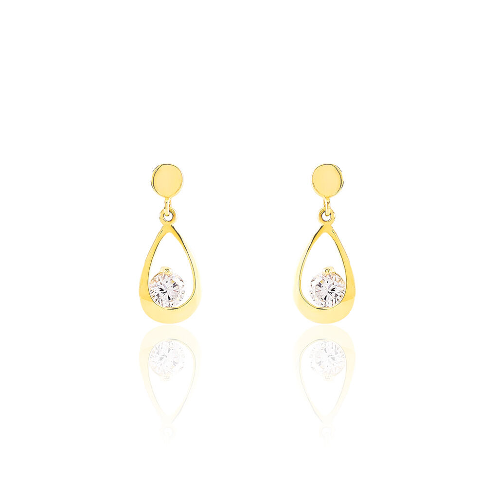 Boucles D'oreilles Pendantes Phaenna Or Jaune Oxyde De Zirconium