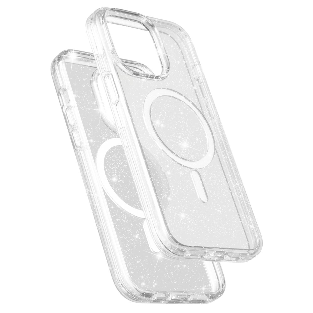 iPhone 15 Pro MagSafe Hybrid Hardcase Hülle mit TPU Bumper Glitzer Design - Transparent