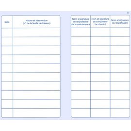 Carnet de maintenance 'Appareil de levage', 32 pages