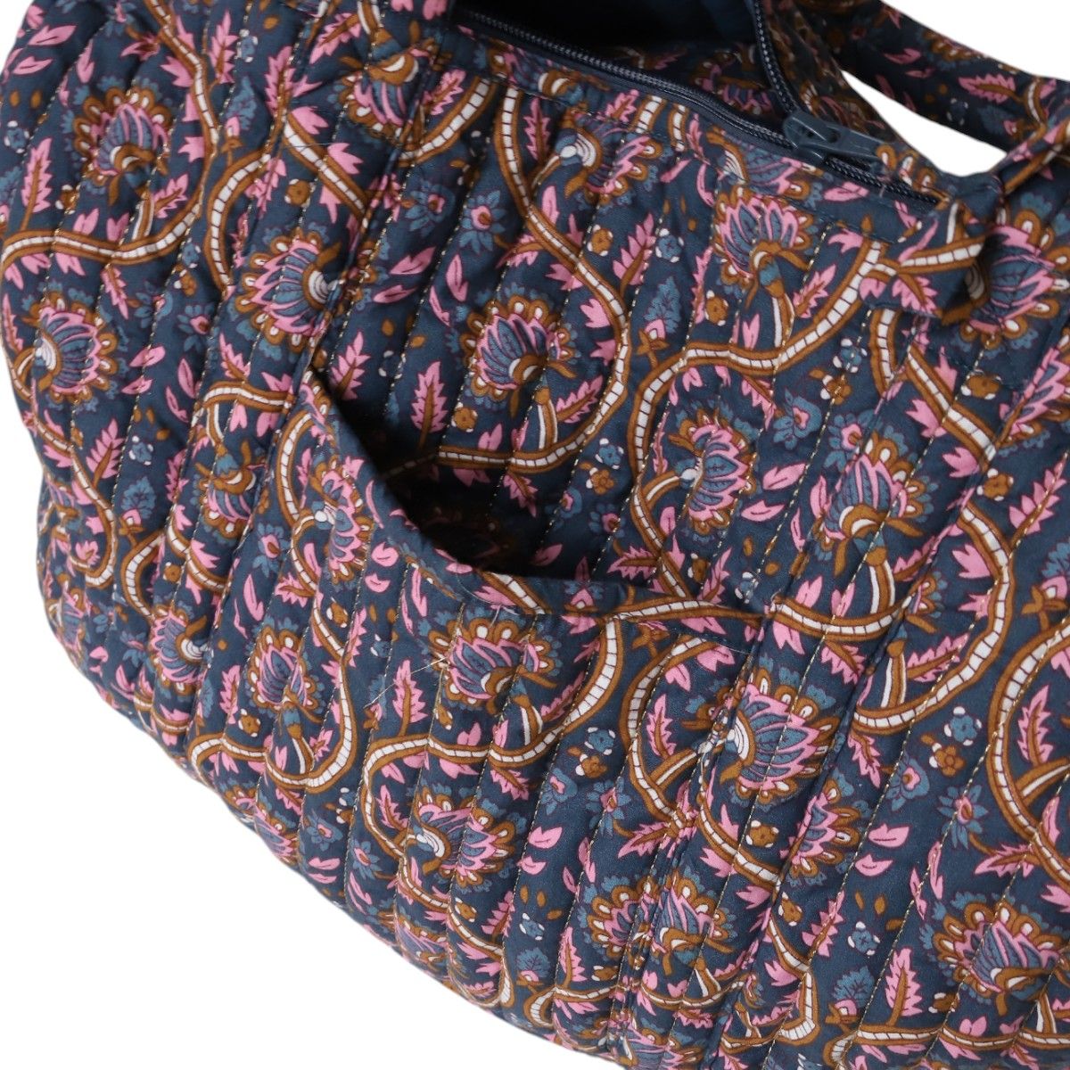 Sac week-end block print bleu - Mariage Indien Pondie Chérie