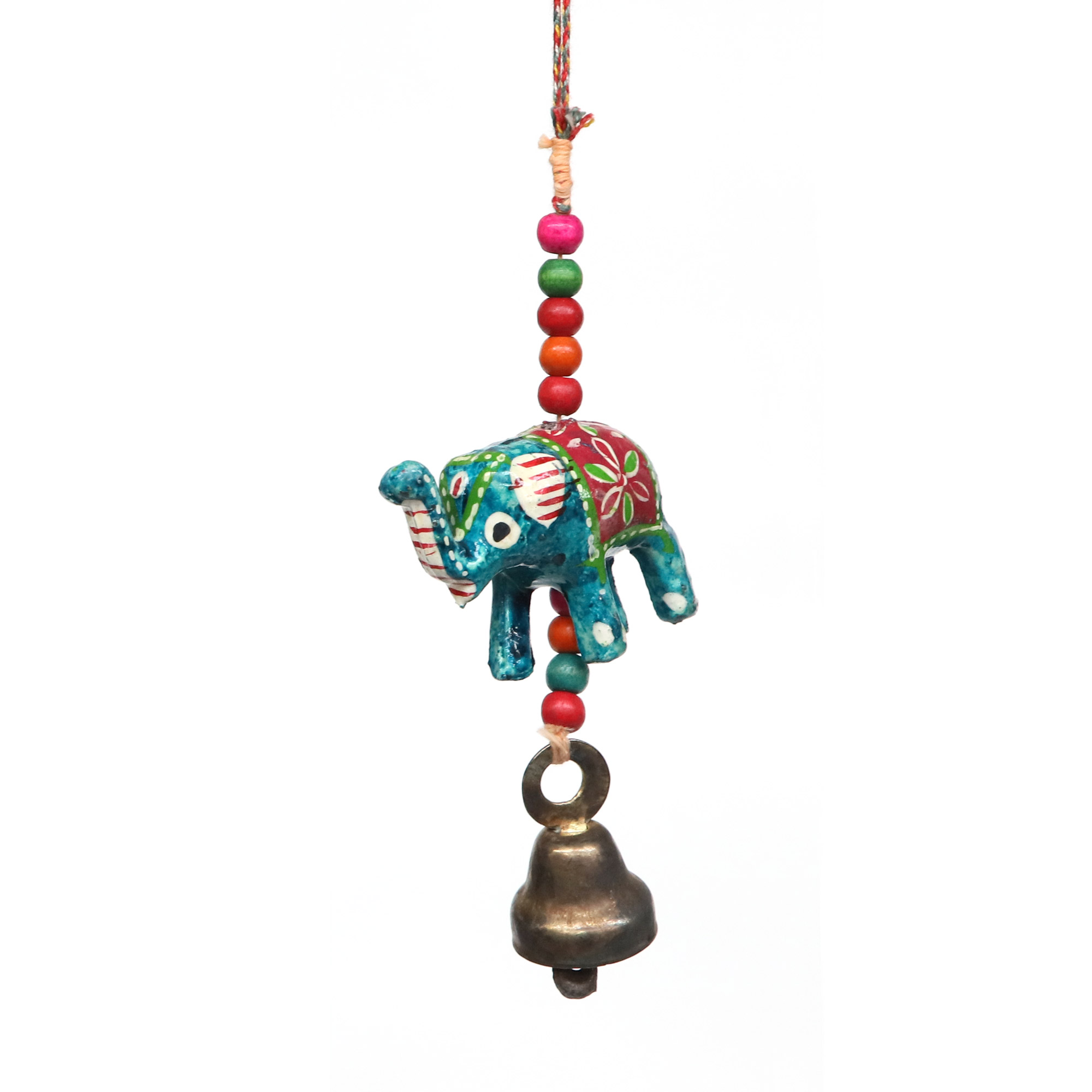 Anhänger 'Elefant' blau mit Glocke, H 13 cm, B 5 cm von fischer's lagerhaus