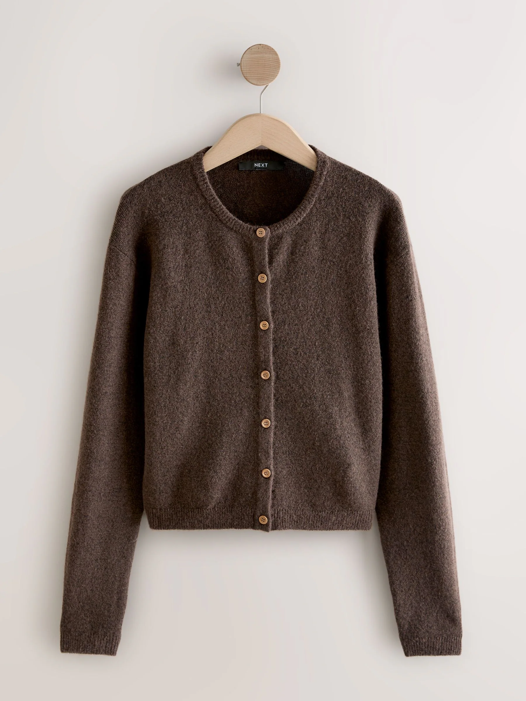 Chocoladebruin - Gebreid vest met ronde hals