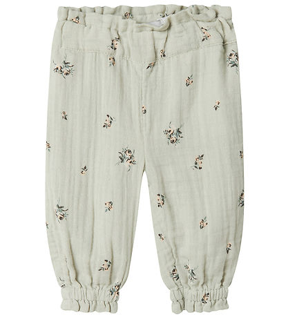 Name It Hosen - Musselin - NbfHikka - Aqua Grau m. Blumen