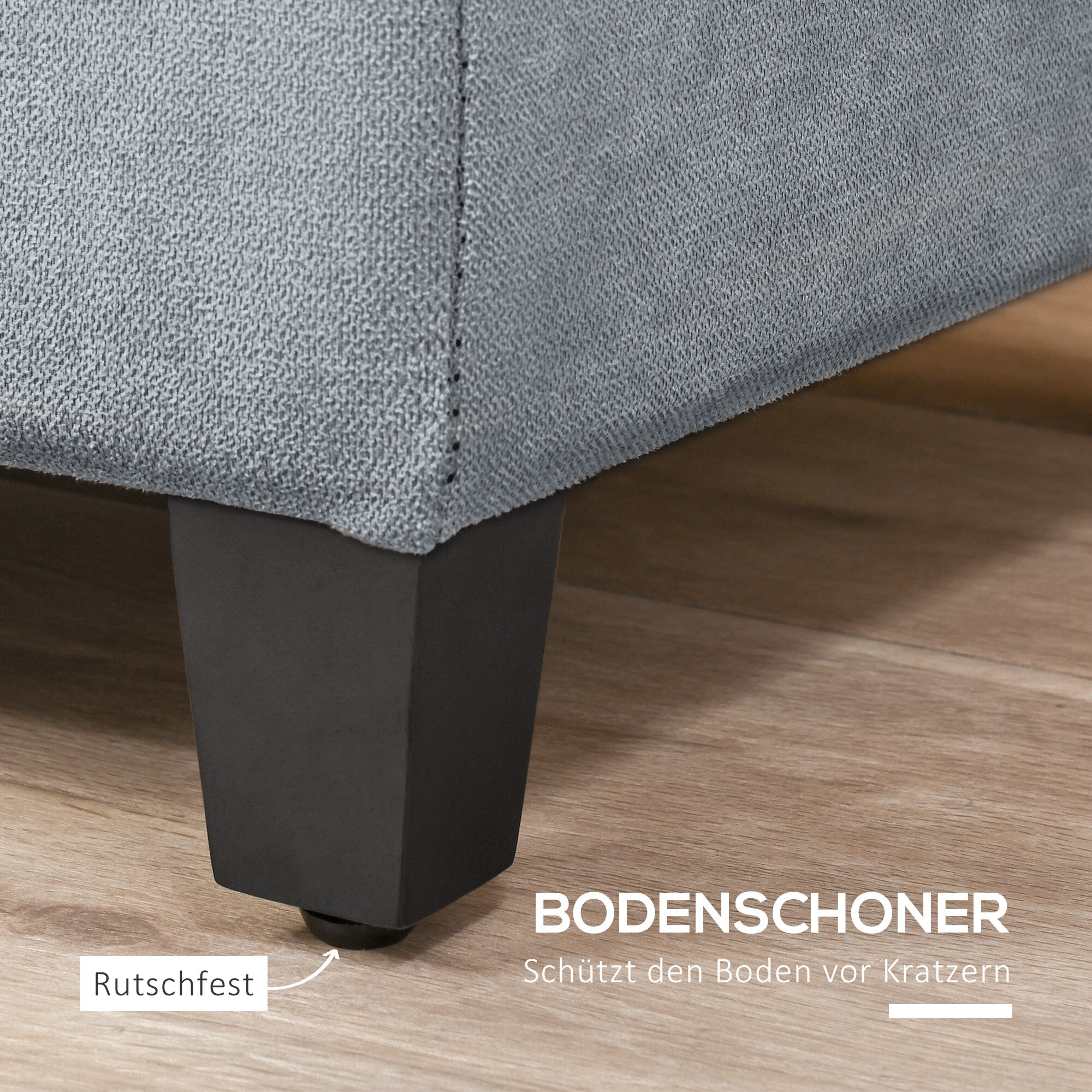 HOMCOM Sitzbank mit Stauraum und Sitzpolster grau 125L x 49B x 41,5H cm