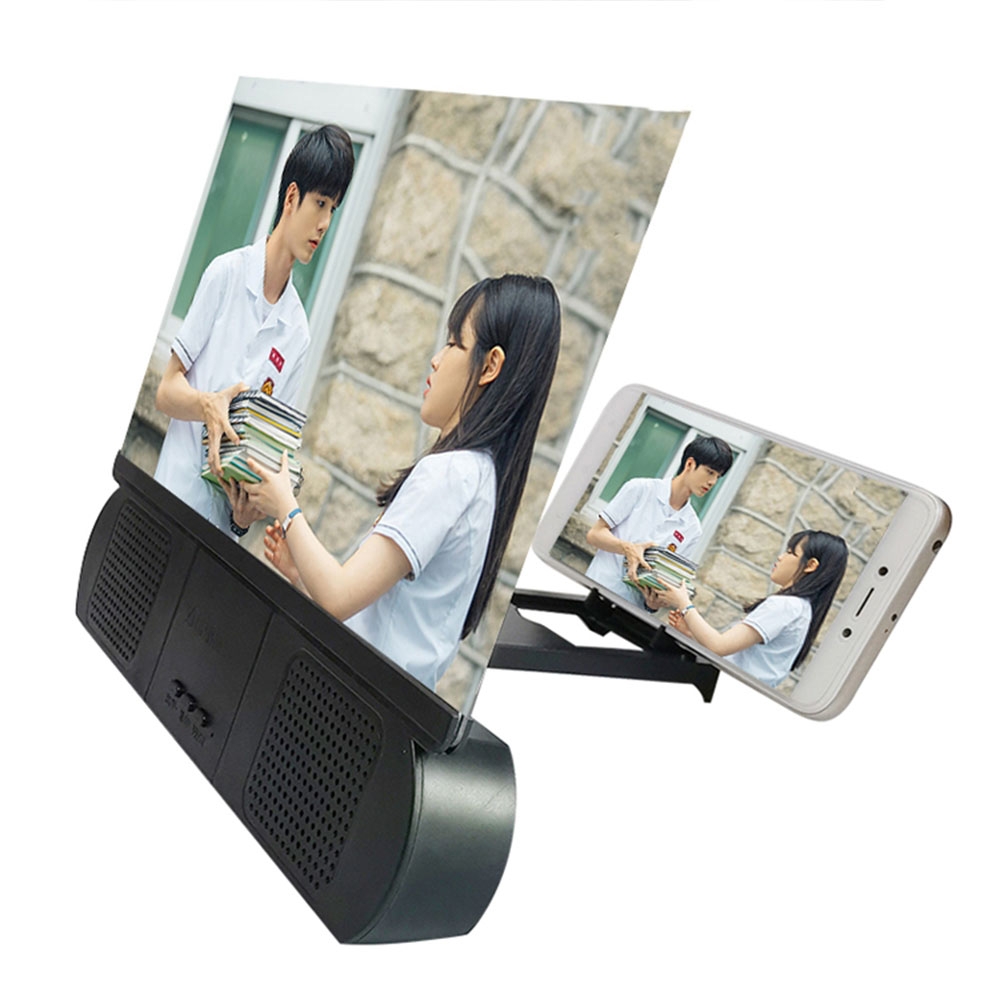 Faltbare 3D Handy Lupe 10 Zoll Heimkino Bildschirm Vergrösserungsglas Screen Projektor   Bluetooth Lautsprecher - Schwarz
