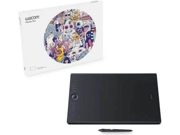 Wacom Intuos Pro Large - Digitizer - højre- og venstrehåndet - 31.1 x 21.6 cm - multi-touch - elektromagnetisk - 8 knapper - trådløs, kablet - USB, Bluetooth - sort