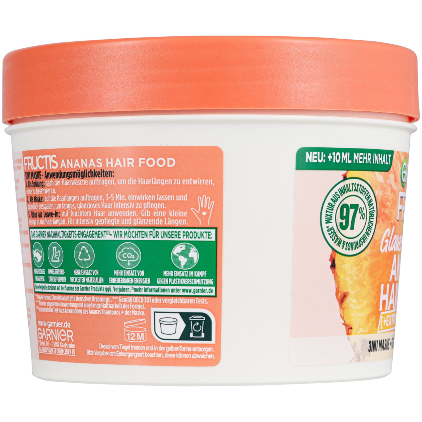 Garnier Fructis Glanzverlehende Ananas Hair Food - 3in1 Maske