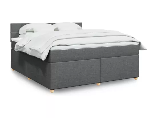 Sommier à lattes de lit avec matelas Gris foncé 180x200cm Tissu
