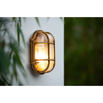 Lucide Dudley Wandlamp Buiten mat goud / messing