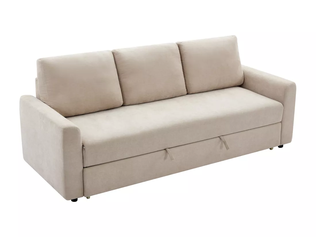 Canapé 3 places convertible en tissu beige avec assise à mémoire de forme ARCATA