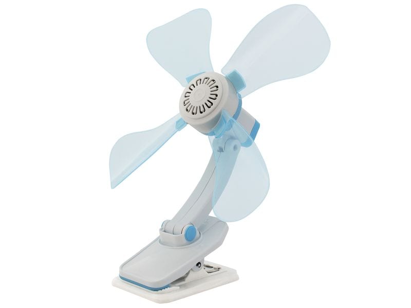 Eurotrail Klammer-Ventilator 12 V Hellblau/Weiss Faltbarer Ventilator