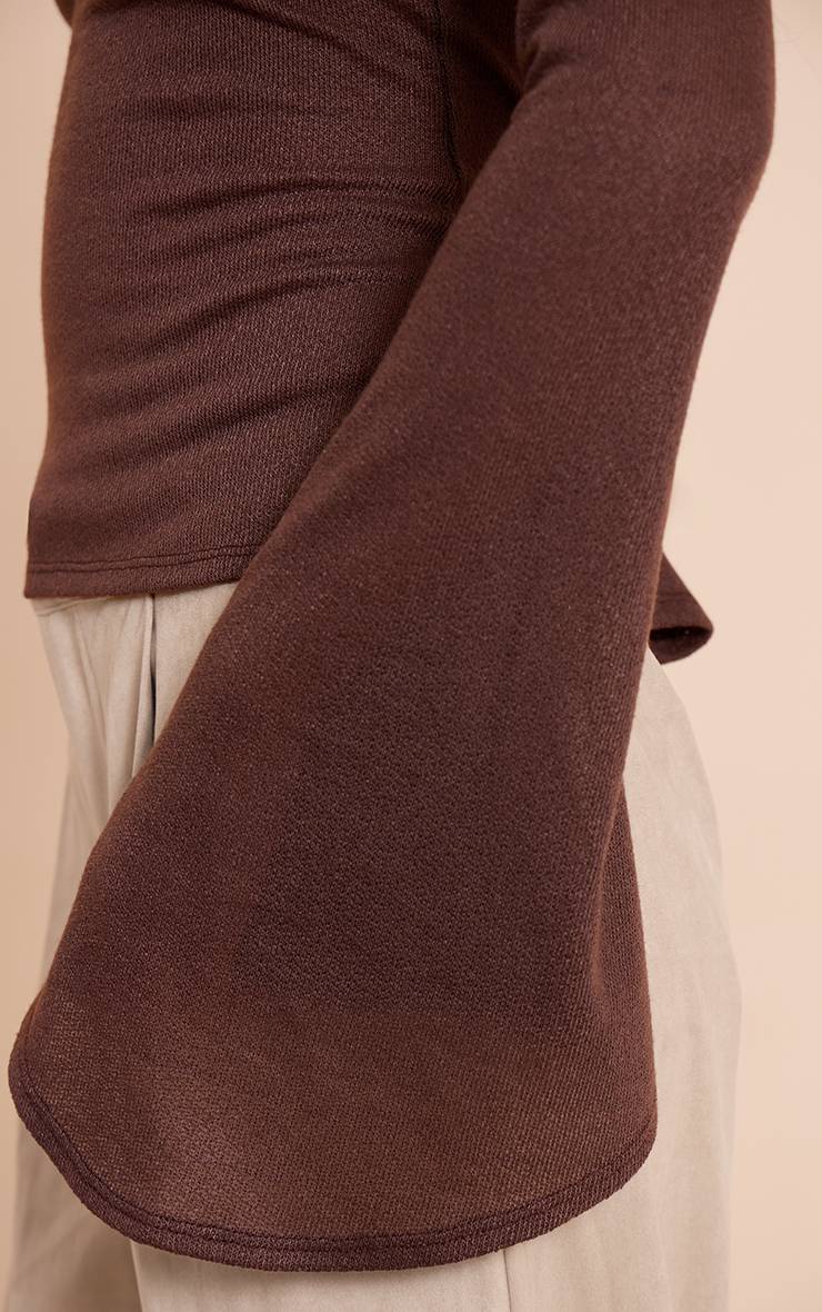 Chocolat Haut Long Bleu Ciel Texturé À Manches Évasées Extrêmes