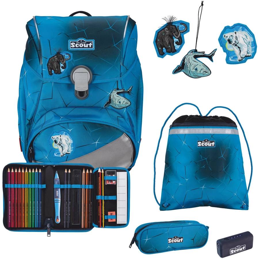 Scout Alpha Exklusiv Safety Light - Schulranzen Set 5tlg. Polar Blue