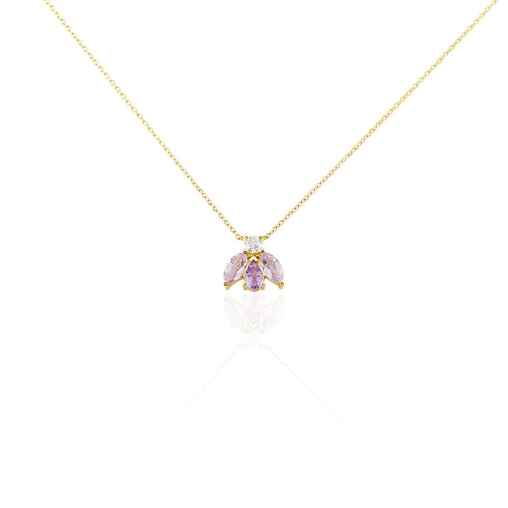 Collier Spring Or Jaune Améthyste Oxyde De Zirconium