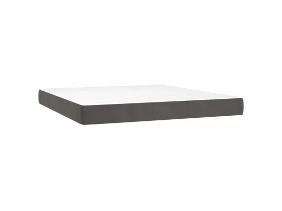 Sommier tapissier matelas et LED Gris foncé 160x200 cm Velours