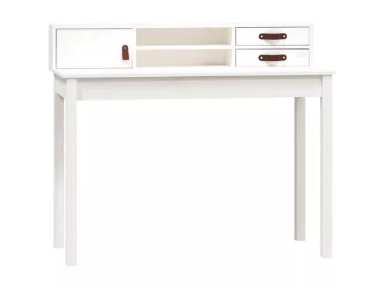 Bureau Blanc 110x50x93 cm Bois massif de pin