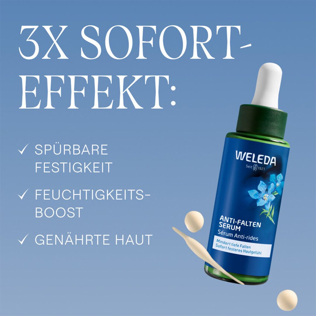 Weleda Anti-Falten Serum Blauer Enzian & Edelweiss - reduziert tiefe Falten & strafft die Haut