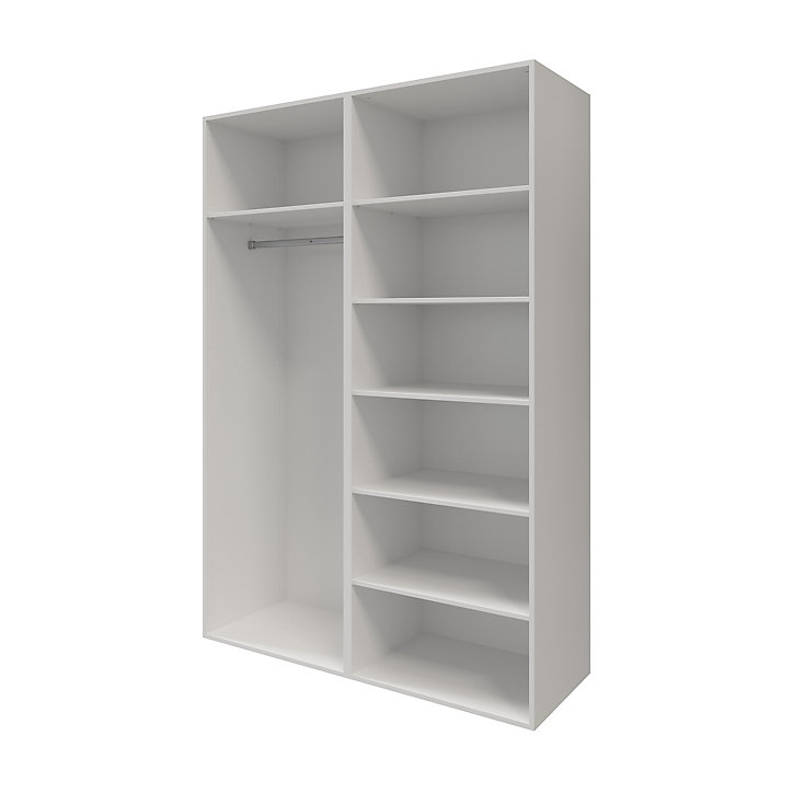 Armoire penderie portes coulissantes blanches brillantes et anthracite brillant GoodHome Atomia H. 225 x L. 150 x P. 63,5 cm