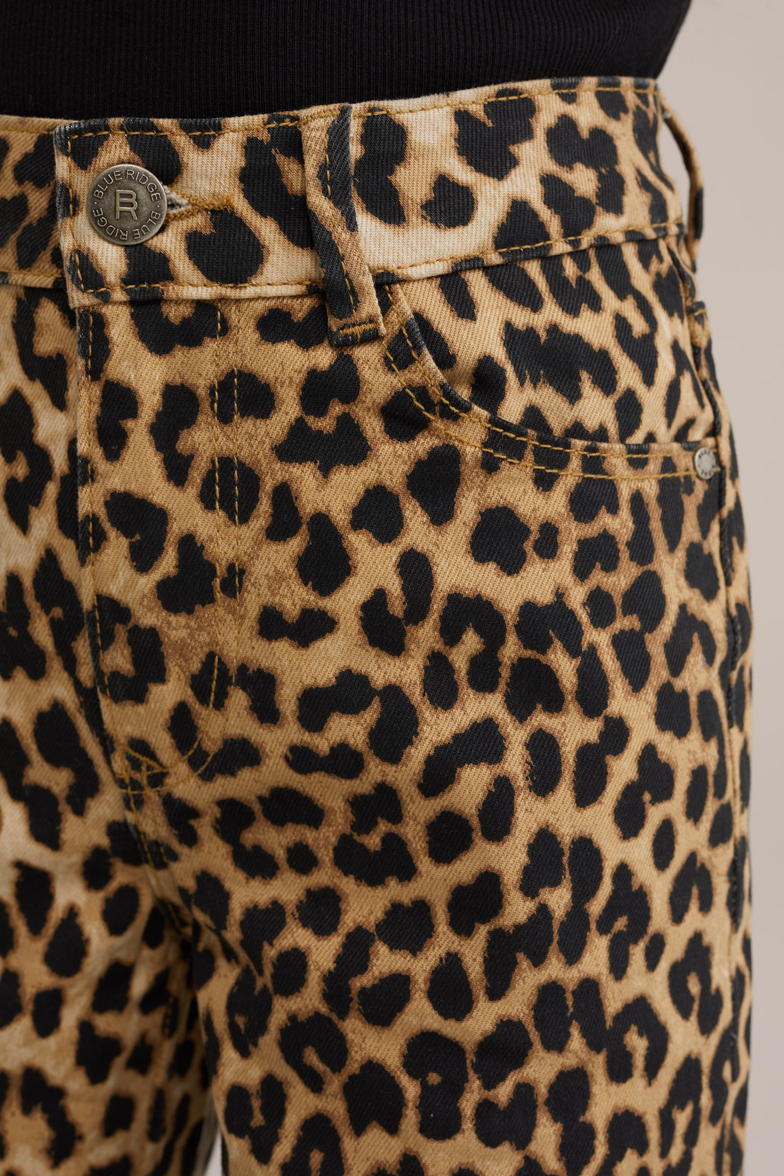 Meisjes wide leg jeans met luipaard print Blue Ridge Lichtgeel