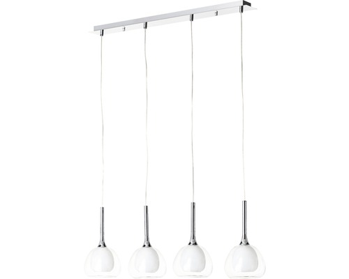 Hanglamp, 4-lichts, HxL 120x91 cm, chroom/helder/wit